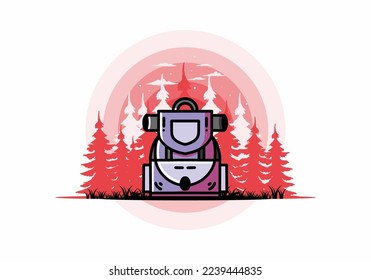 Diseño ilustrativo de una simple bolsa de camping