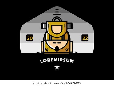 Diseño ilustrativo de una simple bolsa de camping