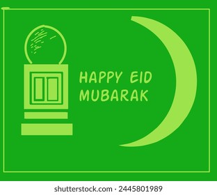 Illustrationsdesign des einfachen Eid-Grußkarten-Bildschirmhintergrunds in grüner Farbe