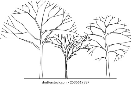 Imagen completa del Vector de las plantas y de los árboles en los parques y los bosques para enverdecer en la metrópoli