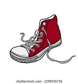 Illustration design sketch trendy red shoes on the white background. Flat shoes for element design. Vector illustration EPS.8 EPS.10