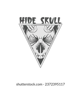 Illustration design of a skull head in the middle of a triangular shape like the symbol of Illuminati Satanism