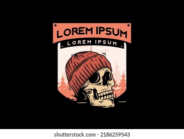 Illustration design of a Skull head wearing beanie