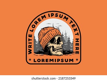 Illustration design of a Skull head wearing beanie