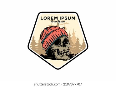 Illustration design of a Skull head wearing beanie