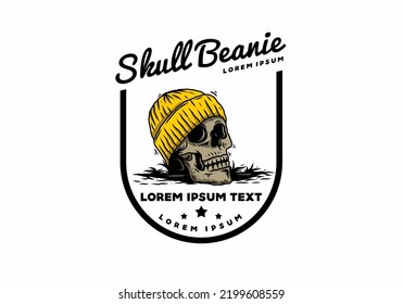 Illustration design of a Skull head wearing beanie