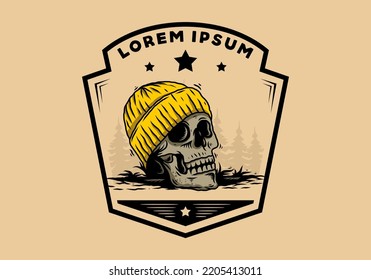 Illustration design of a Skull head wearing beanie