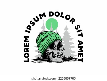 Illustration design of a Skull head wearing beanie