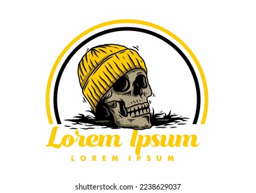 Illustration design of a Skull head wearing beanie