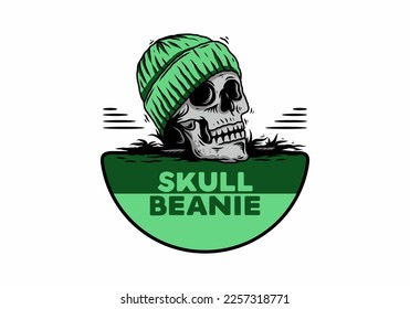 Illustration design of a Skull head wearing beanie