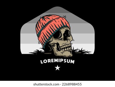 Illustration design of a Skull head wearing beanie