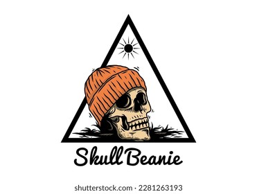 Illustration design of a Skull head wearing beanie