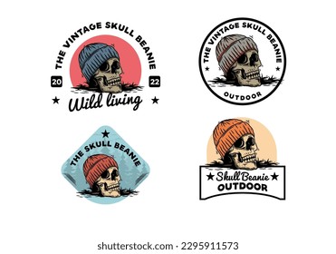 Illustration design of a Skull head wearing beanie