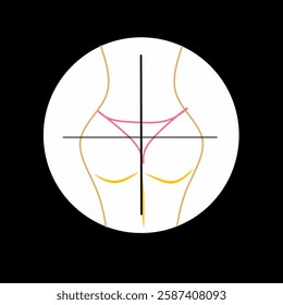 
Illustration design of a sniper aiming at the buttocks of a woman in a bikini. 
Men's desire when they see a woman with a sexy body.