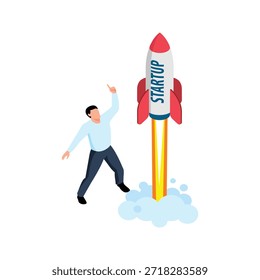 Illustration design of someone thinking about scaling up their startup.