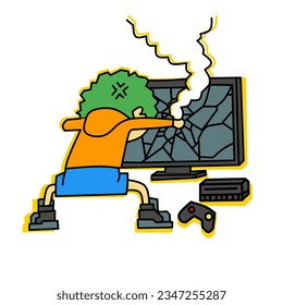 Illustration of a design of someone who is emotional when playing a game
