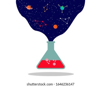 Diseño ilustrativo de la ciencia espacial. laboratorio médico conceptual
