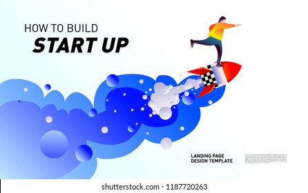 Illustration and Design for Start Up Company.  Design template for landing page and website.