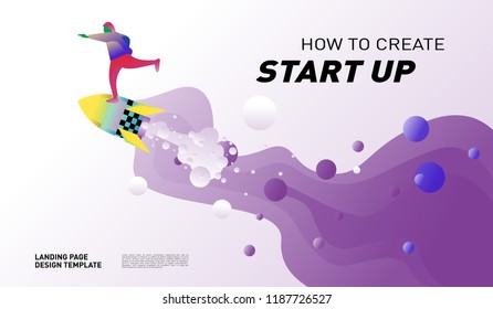 Illustration and Design for Start Up Company.  Design template for landing page and website.