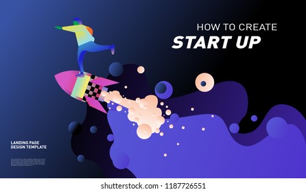 Illustration and Design for Start Up Company.  Design template for landing page and website.