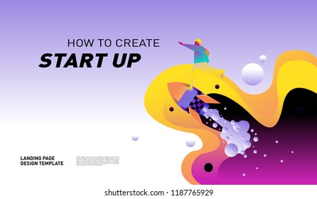 Illustration and Design for Start Up Company.  Design template for landing page and website.