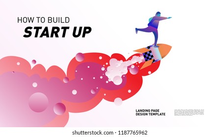 Illustration and Design for Start Up Company.  Design template for landing page and website.
