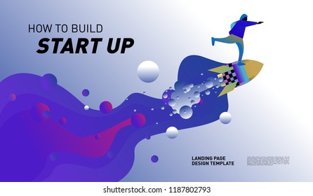 Illustration and Design for Start Up Company.  Design template for landing page and website.