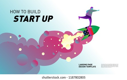 Illustration and Design for Start Up Company.  Design template for landing page and website.