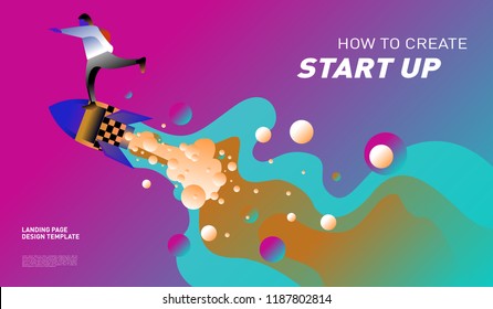 Illustration and Design for Start Up Company.  Design template for landing page and website.