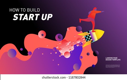Illustration and Design for Start Up Company.  Design template for landing page and website.