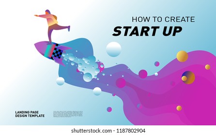 Illustration and Design for Start Up Company.  Design template for landing page and website.