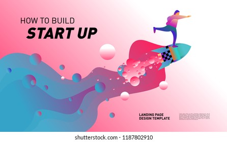 Illustration and Design for Start Up Company.  Design template for landing page and website.