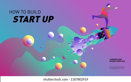 Illustration and Design for Start Up Company.  Design template for landing page and website.
