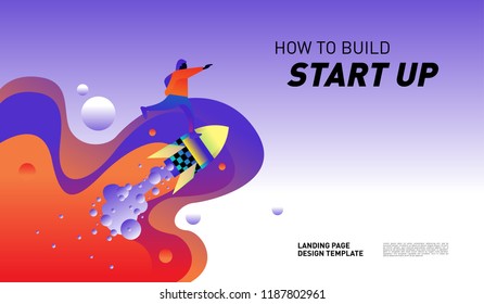 Illustration and Design for Start Up Company.  Design template for landing page and website.