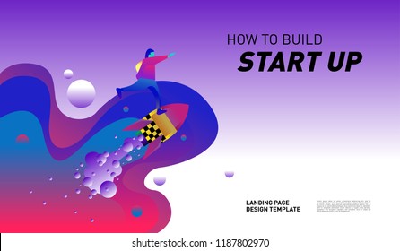 Illustration and Design for Start Up Company.  Design template for landing page and website.