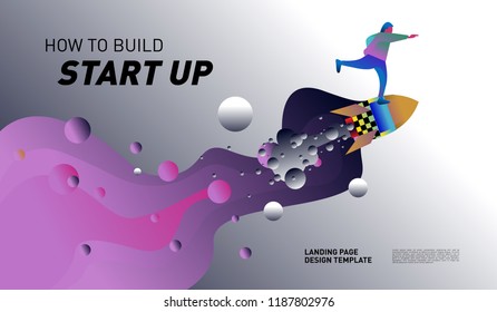 Illustration and Design for Start Up Company.  Design template for landing page and website.