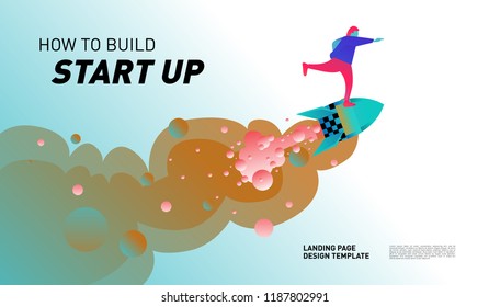 Illustration and Design for Start Up Company.  Design template for landing page and website.