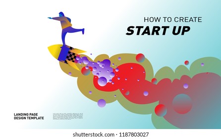 Illustration and Design for Start Up Company.  Design template for landing page and website.