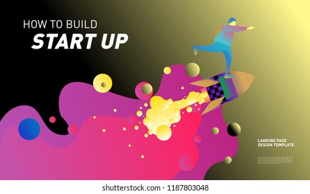 Illustration and Design for Start Up Company.  Design template for landing page and website.