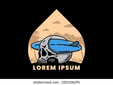 illustration design of a surfboard piercing the skull