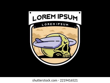 illustration design of a surfboard piercing the skull