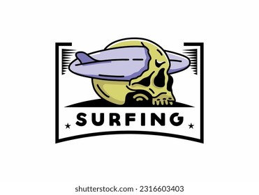 illustration design of a surfboard piercing the skull