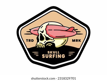 illustration design of a surfboard piercing the skull