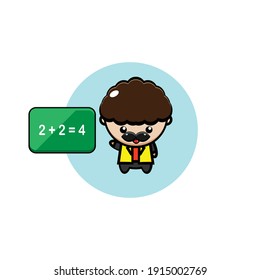 Illustration design of teacher character explaining math