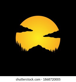 Illustration design template, with natural scenery silhouette design
