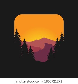Illustration design template, with natural scenery silhouette design