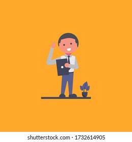 illustration design template for office workers thinking