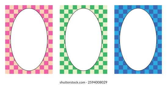 Illustration design template oval retro chess board unique design