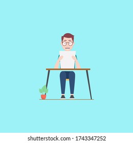 illustration design template for people reading books, newspapers