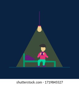 illustration design template for playing cellphones in a room
